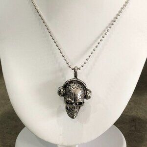 5/$20 Music DJ Skull with Headphones Skull Horror Necklace